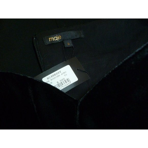 Maje NWT Ressy Velvet Bow Strapless Black Dress LBD 3 Large - Picture 4 of 4